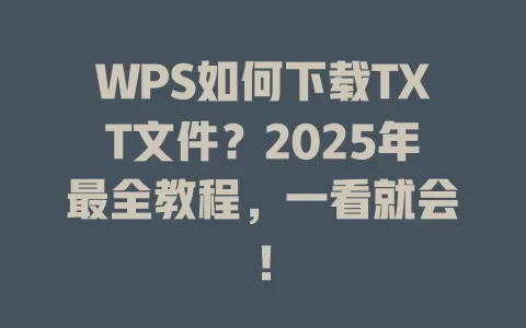 WPS如何下载TXT文件？2025年最全教程，一看就会！ 一